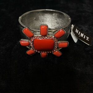Mixit Red / Orange and Silver Statement Bracelet